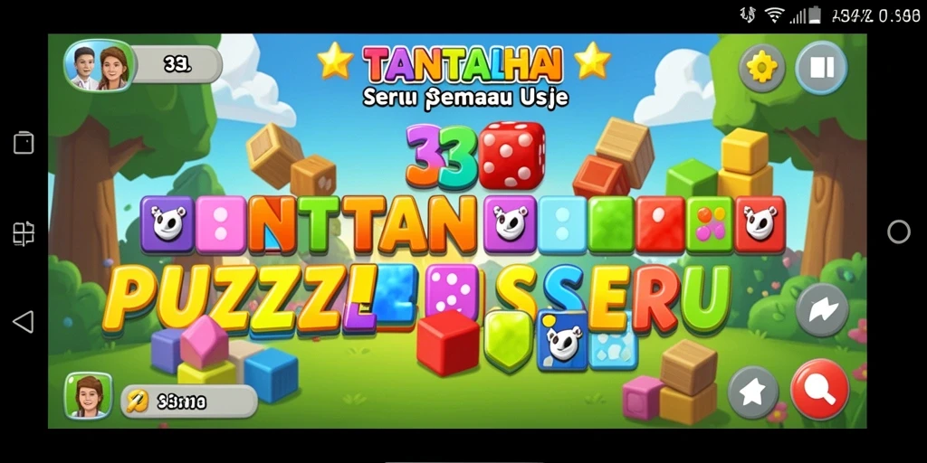 Tampilan gameplay puzzle menantang di 33L yang penuh warna.