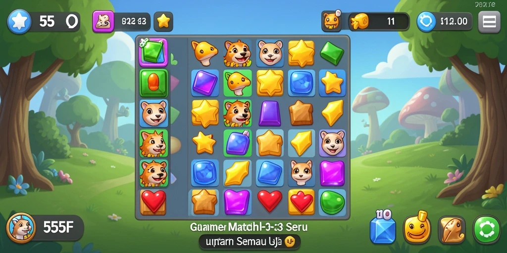 Gameplay seru dalam 555F, cocok untuk pencinta Match-3.