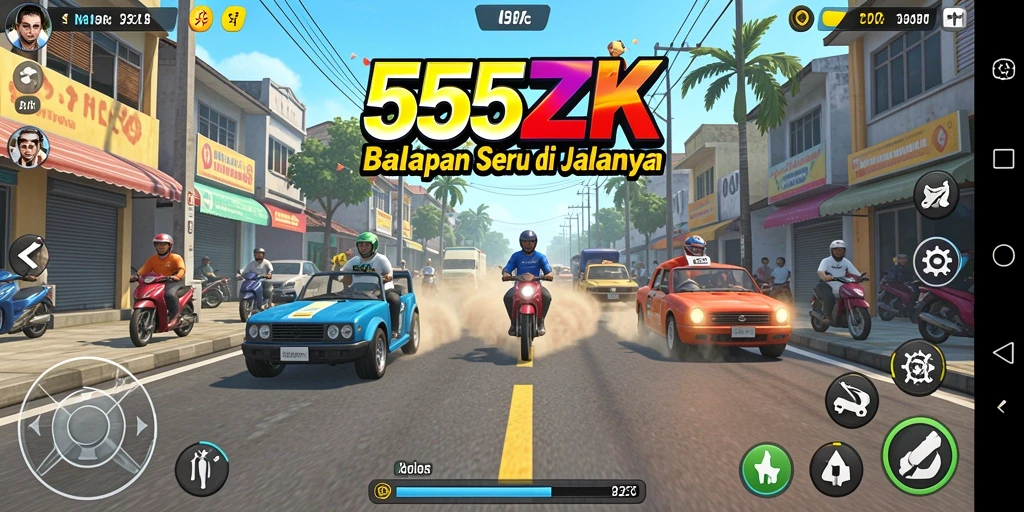 Tampilan balapan yang seru di 555ZK dengan mobil-mobil keren.