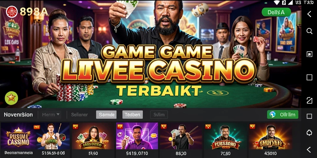 Tampilan screenshot 898A menampilkan dealer langsung di meja permainan kasino.