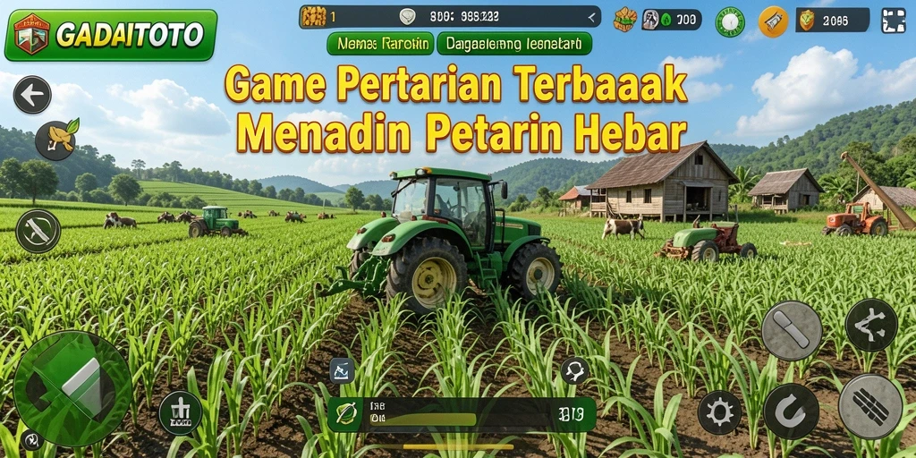 Screenshot GADAITOTO menampilkan kebun yang subur dan aktivitas bertani.