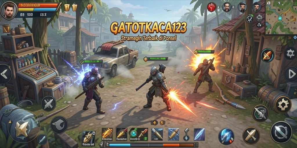 Tampilan gameplay <strong>GATOTKACA123</strong> dengan aksi strategi yang mendebarkan.