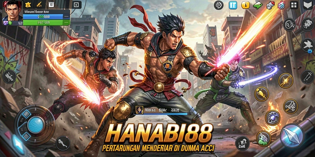 Tangkapan layar gameplay menampilkan aksi seru dan intens dari HANABI88.