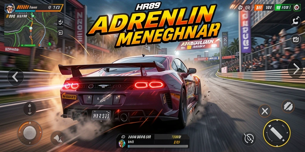 Tampilan gameplay HR89 yang memukau dengan aksi balap yang intens.