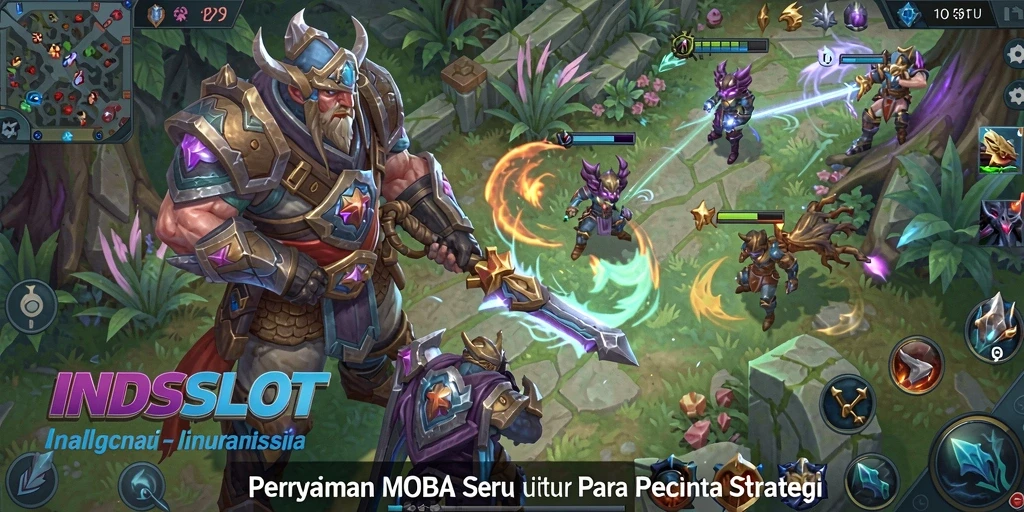 Screenshot gameplay INDSLOT menunjukkan pertarungan seru antara dua tim.