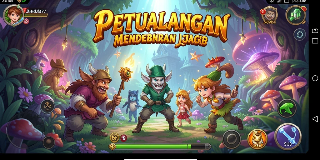 Screenshot JARUM77 menampilkan karakter utama saat menjelajahi dunia petualangan.