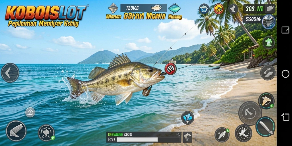 Screenshot gameplay <strong>KOBOISLOT</strong> menampilkan petualangan memancing seru.