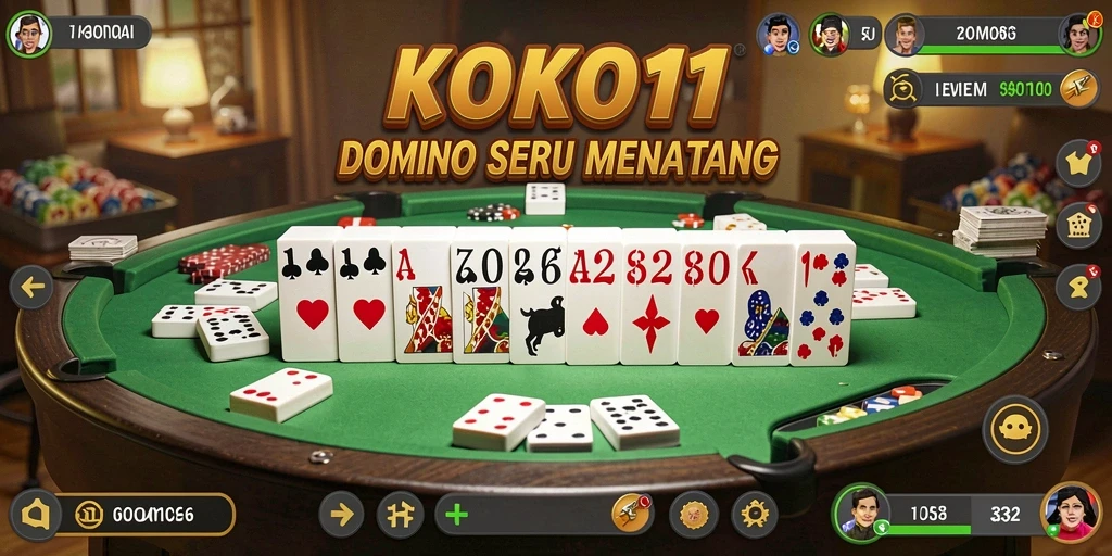 Screenshot KOKO11 menampilkan gameplay domino yang seru dan interaktif.