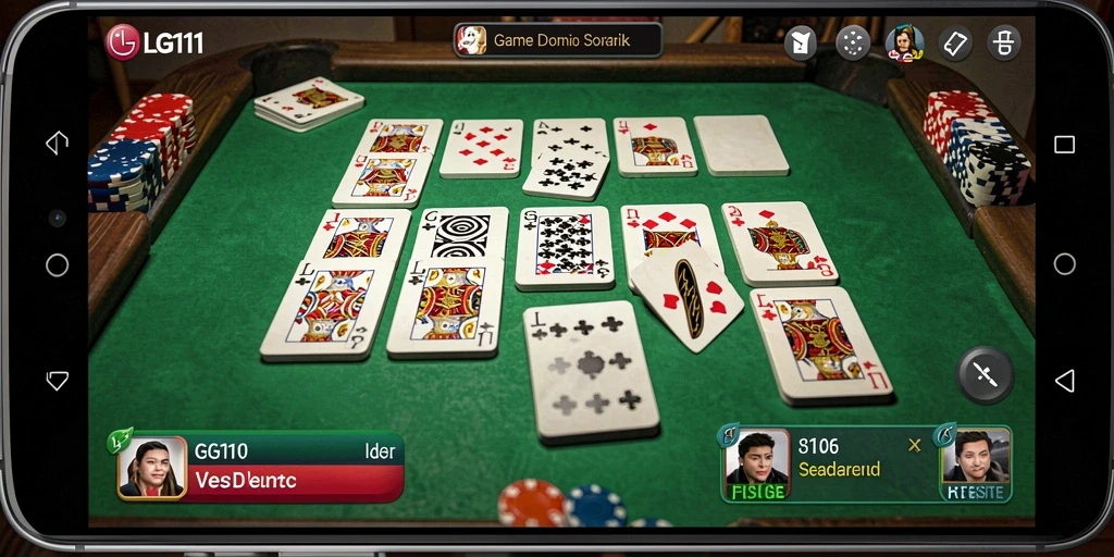 Screenshot utama LG111 menunjukkan gameplay domino yang menarik.