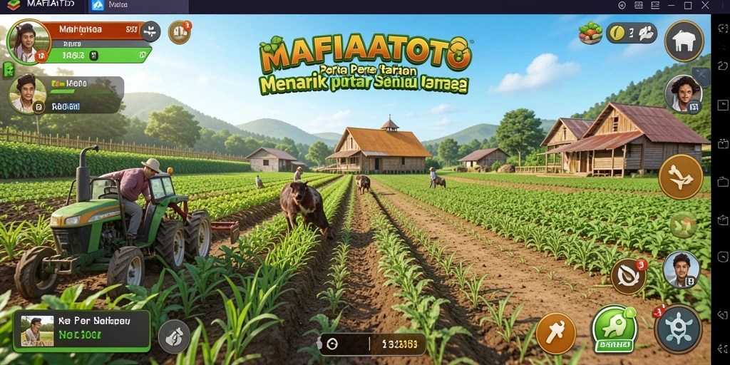 Screenshot MAFIATOTO menampilkan aktivitas bertani yang seru dan interaktif.