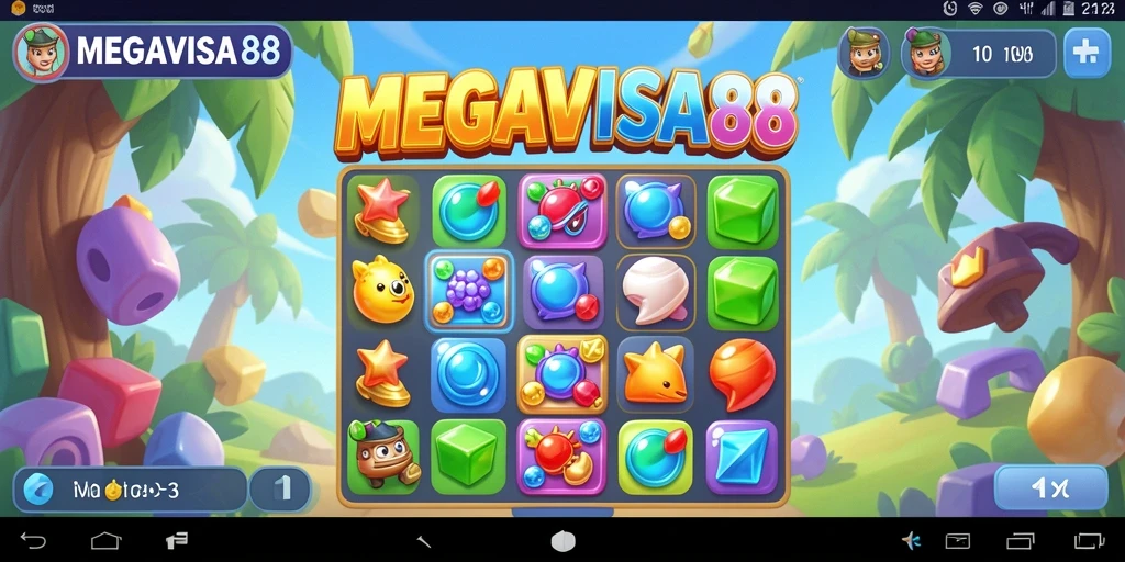Gameplay seru MEGAVISA88 dengan tantangan Match-3 yang menarik.