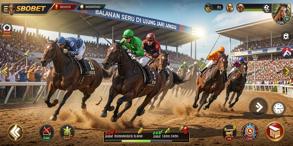 Tampilan gameplay SBOBET menampilkan balapan seru dengan kendaraan kustom.