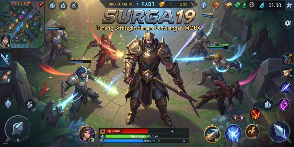 Screenshot gameplay SURGA19 dengan aksi MOBA yang memikat.