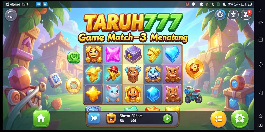 Screenshot gameplay TARUH777 dengan misi Match-3 yang menantang.