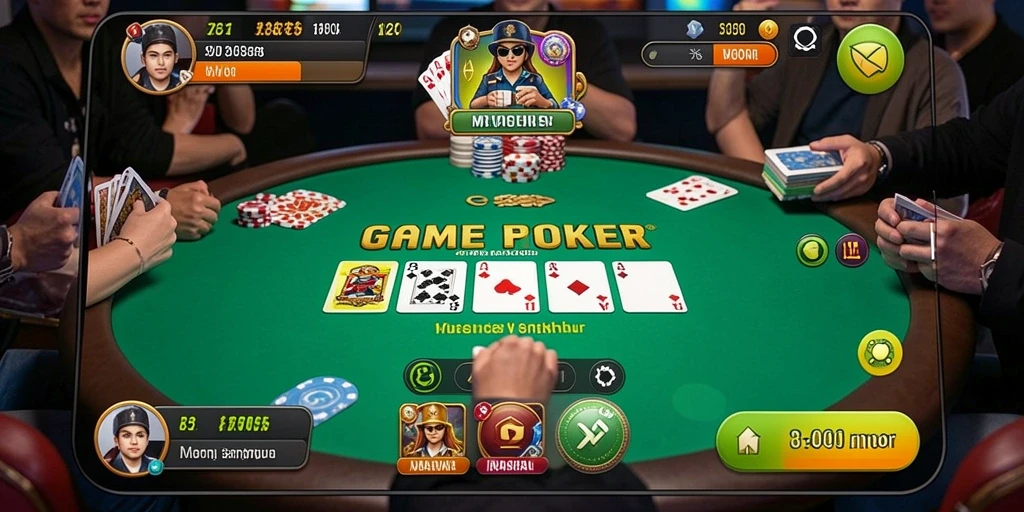 Tampilan gameplay V21 yang seru dalam permainan Poker.