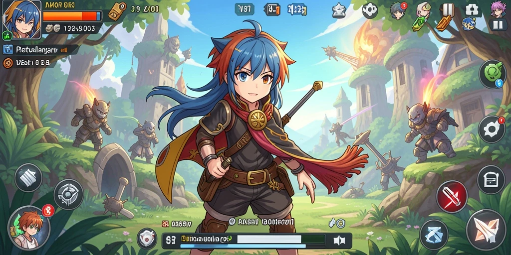 Tampilan gameplay V87 yang luar biasa dengan karakter anime beraksi.