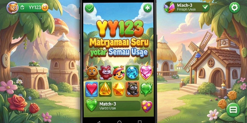 Tampilan gameplay seru dari YY123 yang penuh warna.